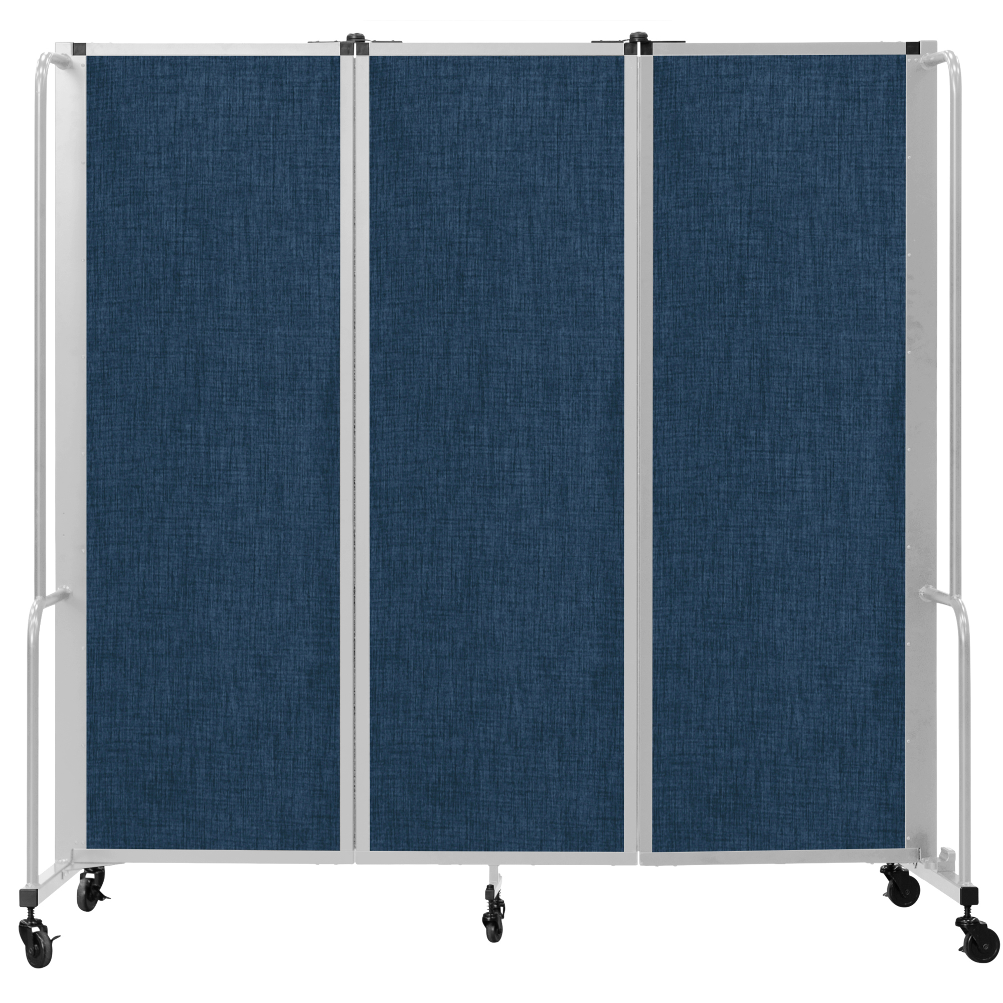 National Public Seating, Room Divider, 6ft.HT,3 Blue PET Panels,Grey Frame, Material PET, Height 72 in, Width 27 in, Model# RDG6-3PT04
